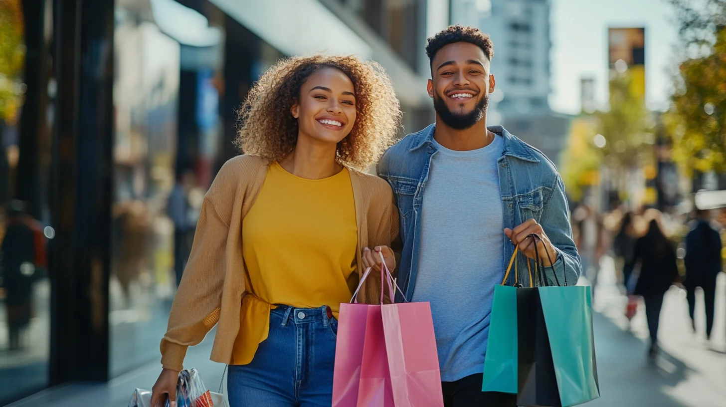 Couple shopping with confidence using QuadPay